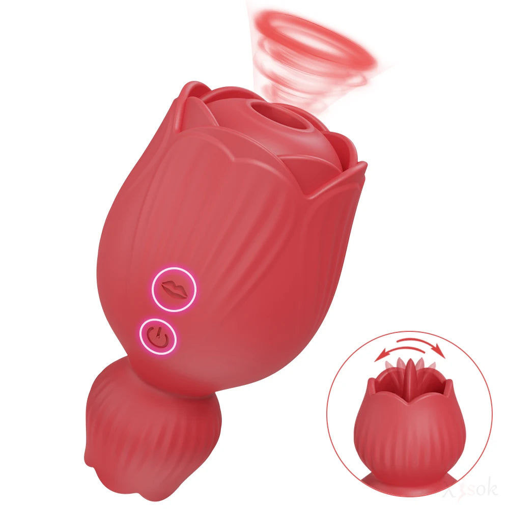 Rose Dual Delight  Licking & Sucking Vibrator  Illuminaughty