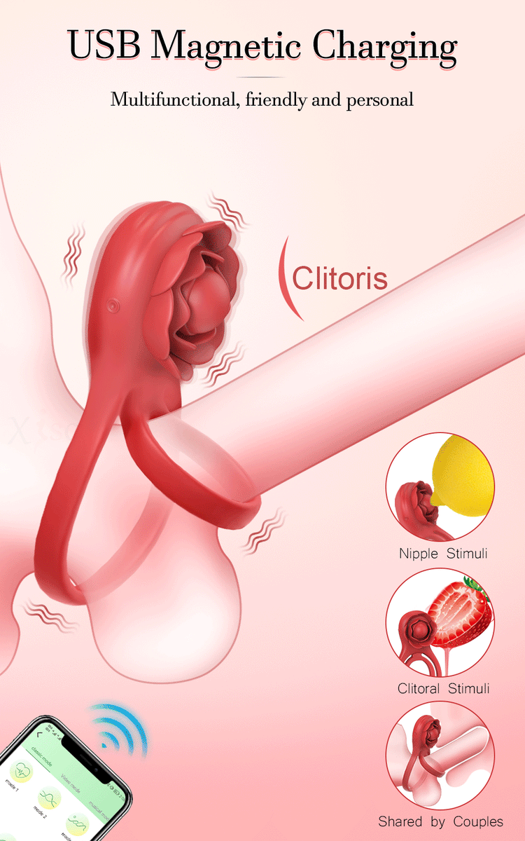 Rose Pulse Vibrating Cock Ring