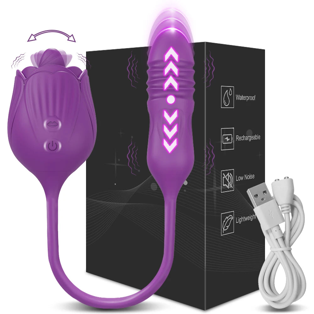 Rose Rhythm Licking & Thrusting Vibrator Illuminaughty Rose Rhythm Licking & Thrusting Vibrator Illuminaughty