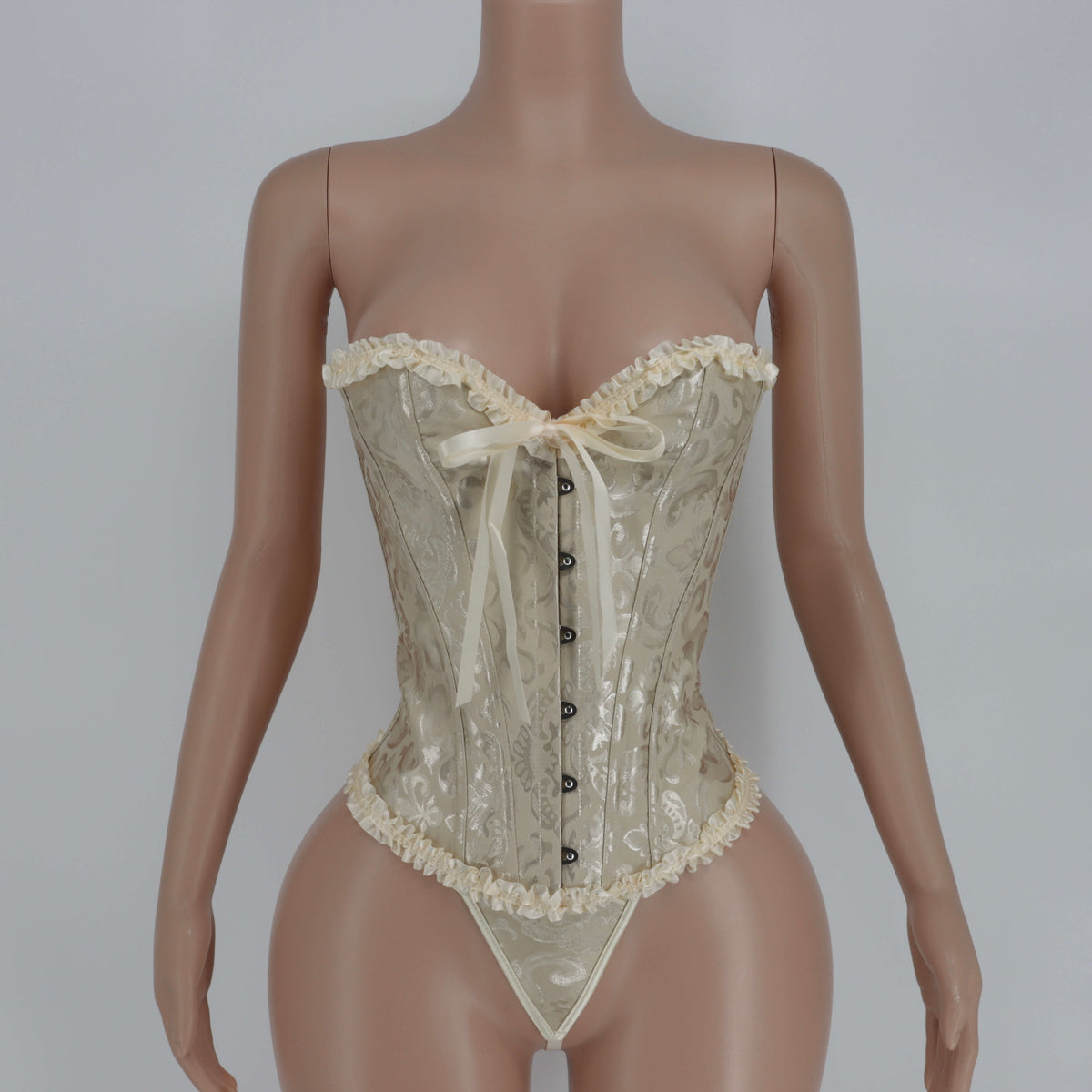 Ivory Charm Corset – Elegant Beige Lace-Up