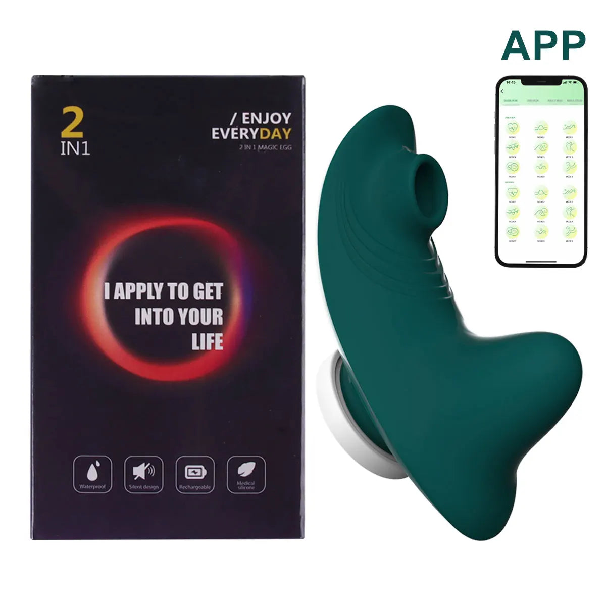 PulseWave App-Controlled Wearable Vibrator with Sucking & Vibration Illuminaughty PulseWave App-Controlled Wearable Vibrator with Sucking & Vibration Illuminaughty