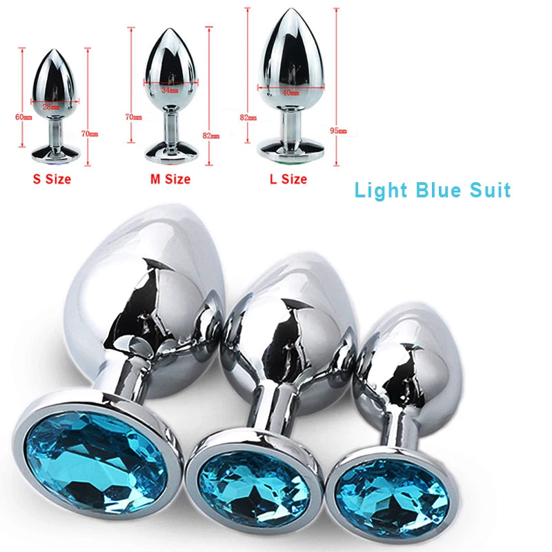 Gems of Pleasure 3-Piece Metal Butt Plug Set Illuminaughty Gems of Pleasure 3-Piece Metal Butt Plug Set Illuminaughty