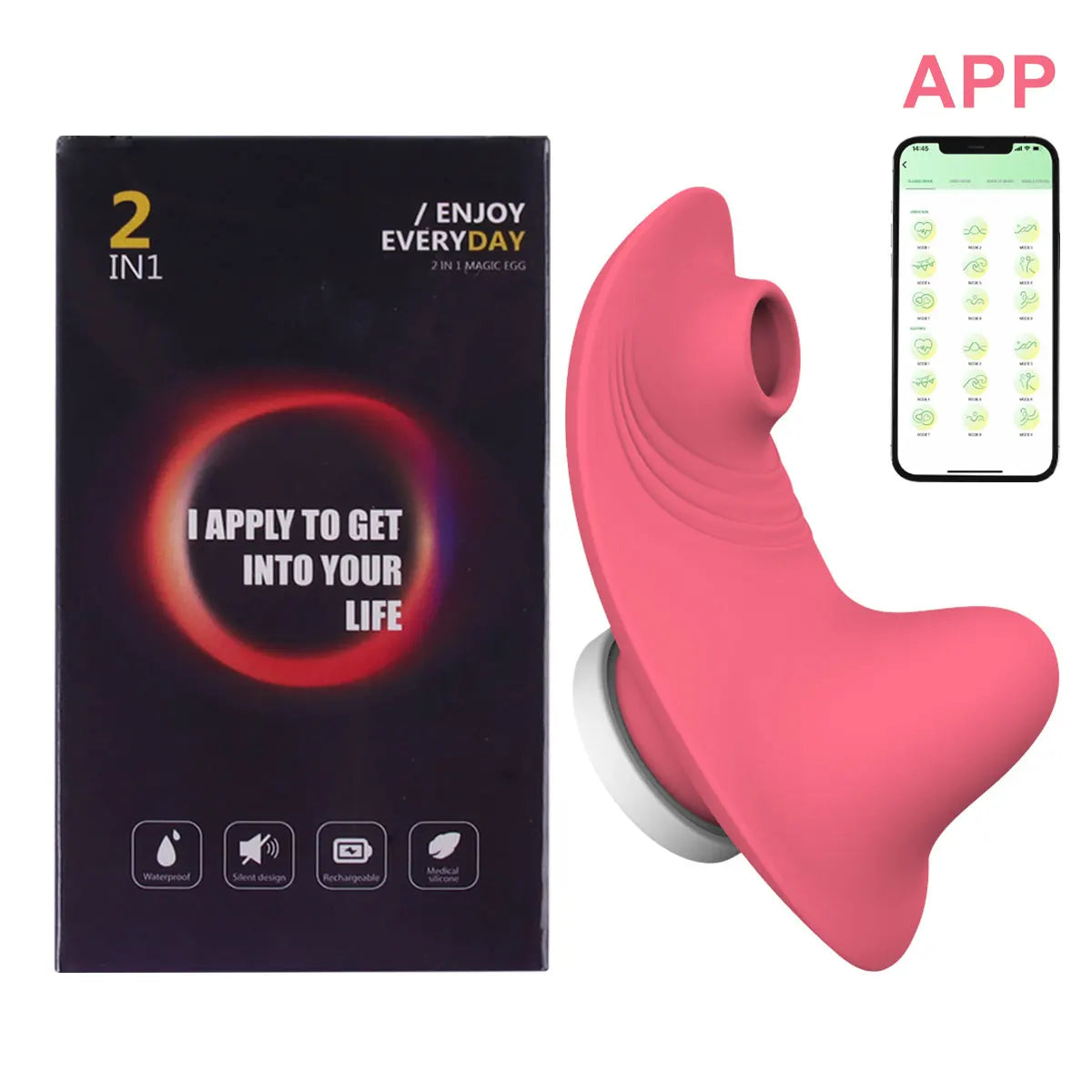 PulseWave App-Controlled Wearable Vibrator with Sucking & Vibration Illuminaughty PulseWave App-Controlled Wearable Vibrator with Sucking & Vibration Illuminaughty