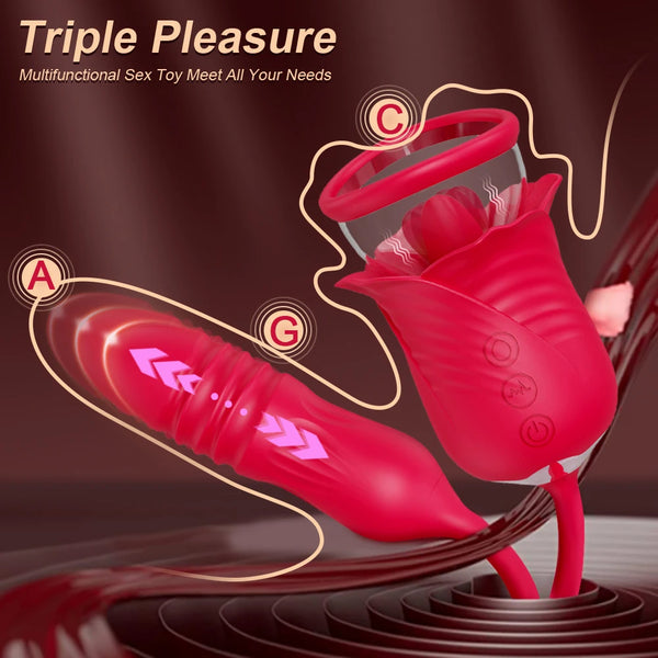 Rose Bliss Pleasure Pump – Licking, Sucking, Thrusting, Vibrating