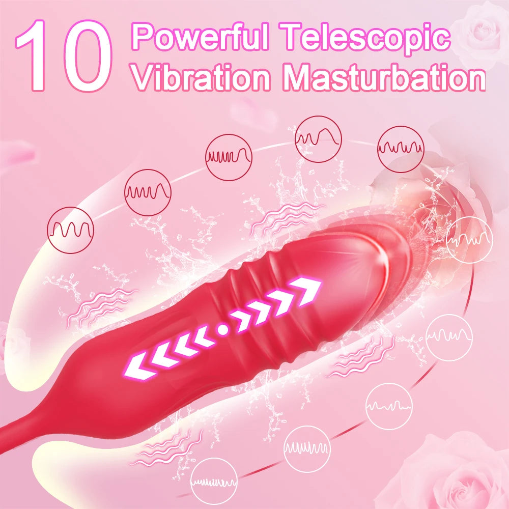 Rose Sensation Sucking & Thrusting Vibrator Illuminaughty Rose Sensation Sucking & Thrusting Vibrator Illuminaughty