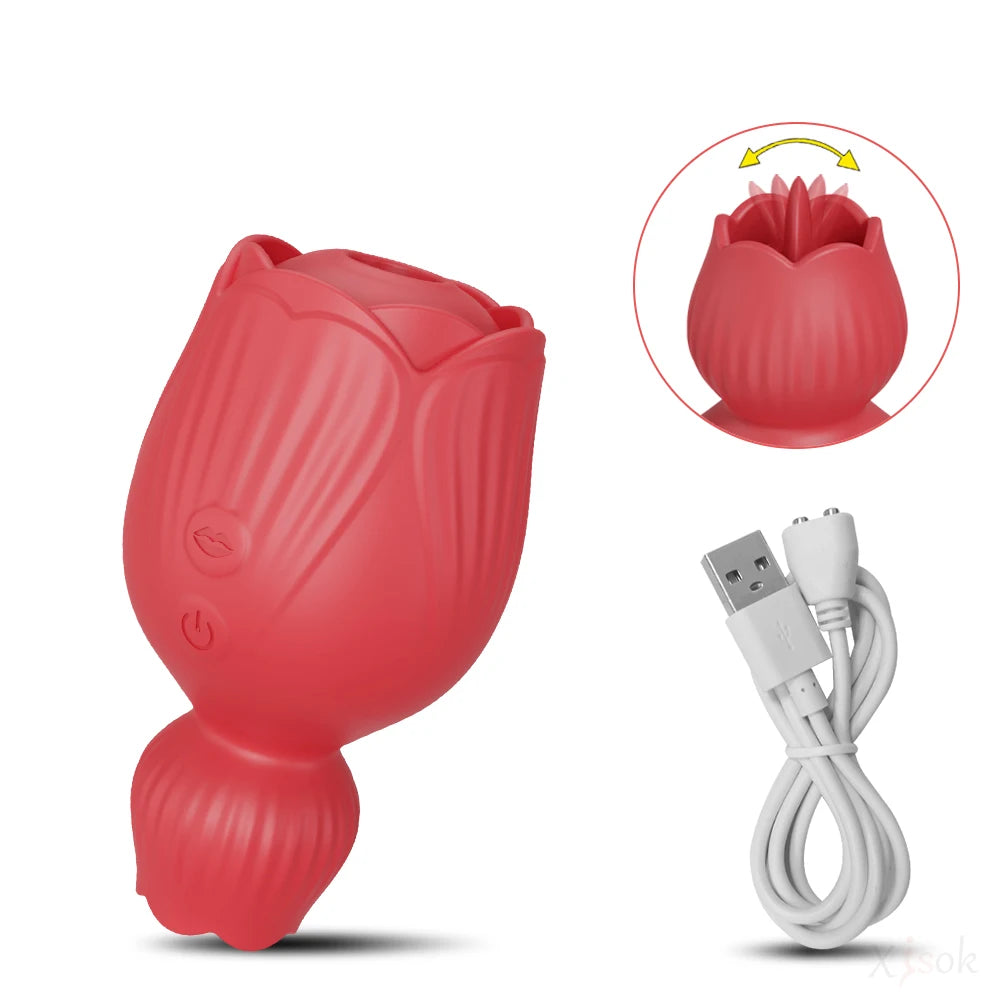 Rose Dual Delight  Licking & Sucking Vibrator  Illuminaughty