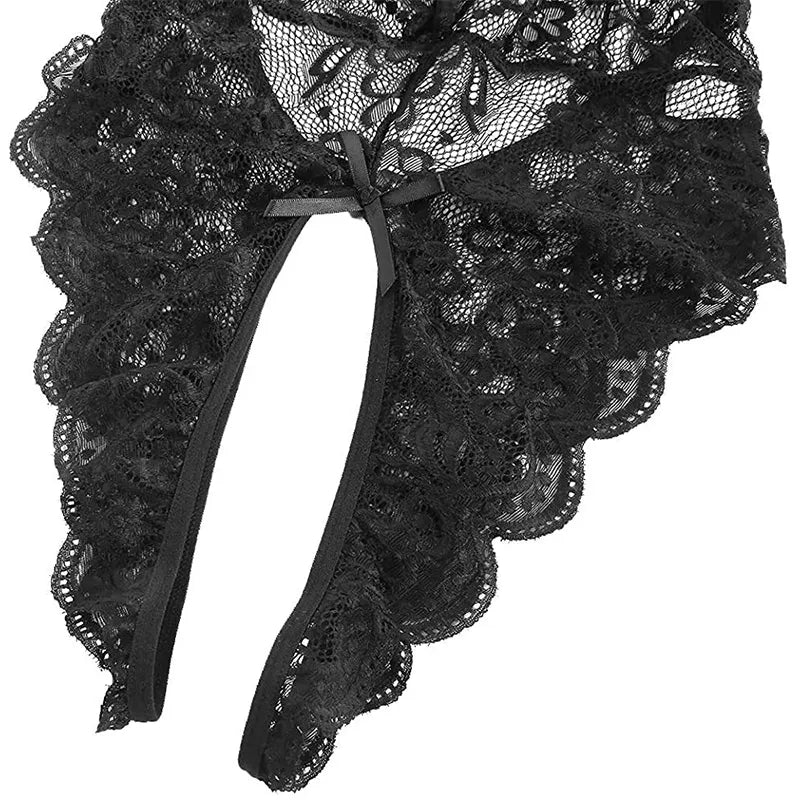 Seductive Lace Crotchless Teddy Lingerie