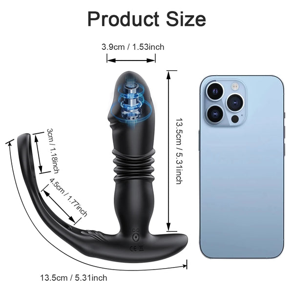 Prostate Massager Cock Ring + Thrusting Butt Plug