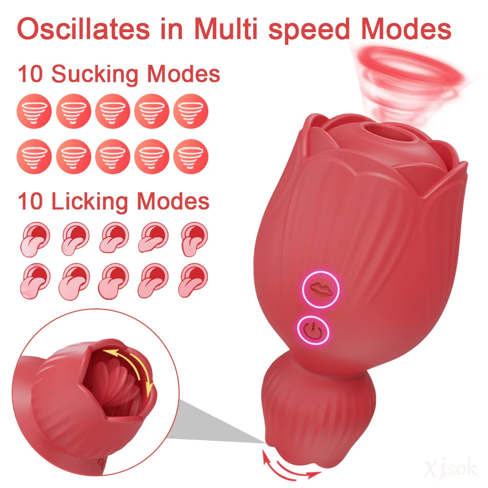 Rose Dual Delight Licking & Sucking Vibrator Illuminaughty Rose Dual Delight Licking & Sucking Vibrator Illuminaughty