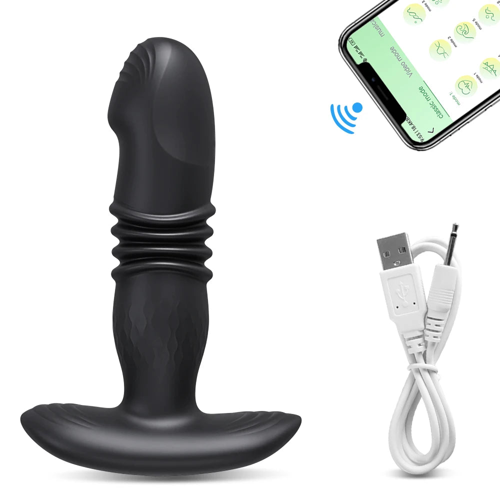 Prostate Massager Cock Ring + Thrusting Butt Plug Illuminaughty Prostate Massager Cock Ring + Thrusting Butt Plug Illuminaughty