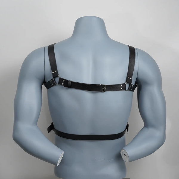 Men’s Faux Leather Harness - Adjustable BDSM Chest Harness