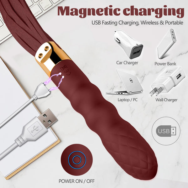 2-in-1 Leather Whip Vibrator – Sensual Impact Play & Deep Stimulation