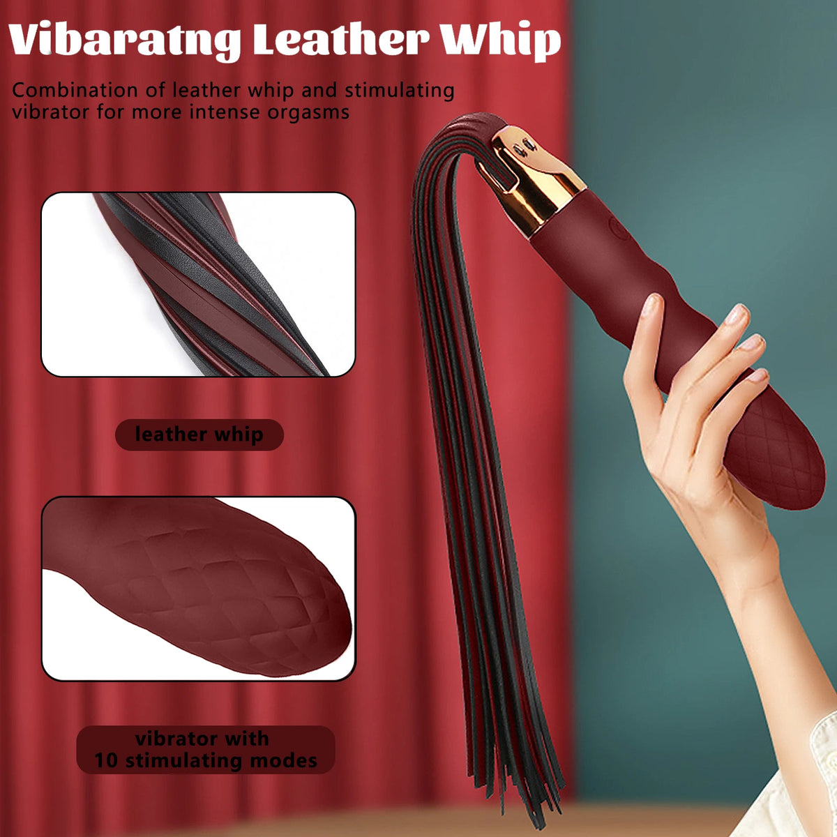 2-in-1 Leather Whip Vibrator – Sensual Impact Play & Deep Stimulation